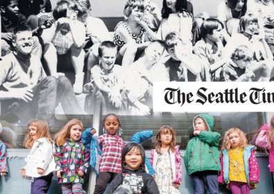 two photos of kids. first row on black and white, second row color. The Seattle Times.