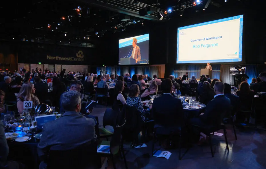 Northwest Center supporters gathered at the annual gala. Governor Bob Ferguson presenting.