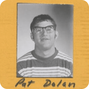 Black and white photo of a young Patrick Dolan.