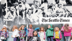 two photos of kids. first row on black and white, second row color. The Seattle Times.